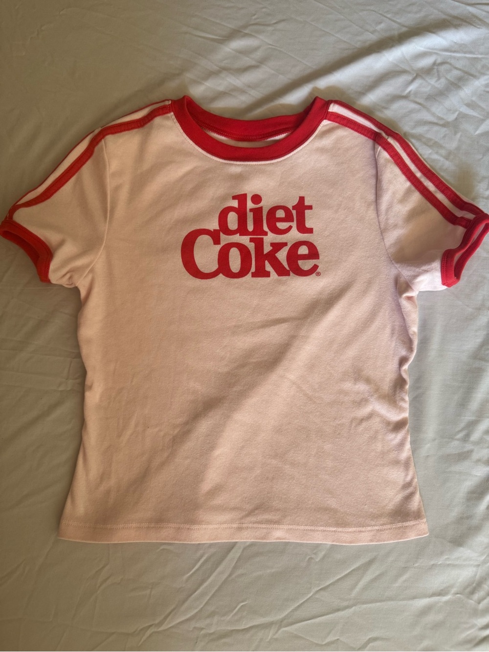 Diet Coke Pink Ringer Graphic Baby Tee Y2K Style Size Small
